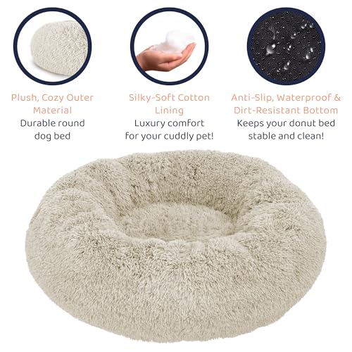 Donut Dog Bed - Premium Comfort for Anxiety Relief - Fluffy & Calming Design with Ultra-Plush Support | Cozy Round Dog Bed with Super Soft Circle Style (Cream, Small) - color: Cream, size: Small (23"L x 23"W x 8"Th)