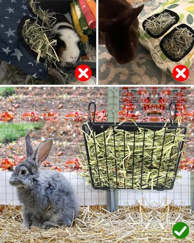 X Large Rabbit Hay Feeder Guinea Pig Hay Feeder Metal Frame Bunny Hay Holder Guinea Pig Hay Holder for Bunny, Guinea Pigs, Chinchillas, Small Animals (1 Pack) - color: 1-Pack Black
