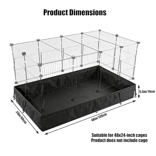 Guinea Pig Cage Liner - Waterproof Tarp Bottom Pad (24" x 48") - Easy to Install for Rabbits, Chinchillas, Hedgehogs, Ferrets & Small Animals - Reusable, Cage Not Included