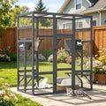 COZIWOW Weatherproof Wooden Multi-Level Indoor Outdoor Cat Enclosure | Multi jump platforms, resting boxes, lockable door, multi-pet compatible, weatherproof wood, easy assemble & clean