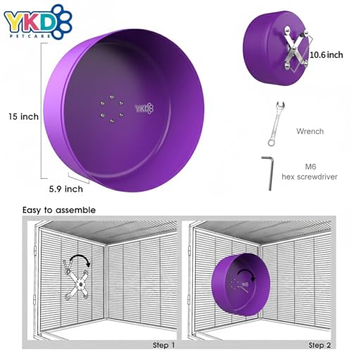 15" Aluminum Alloy Silent Chinchilla Exercise Wheel | Noiseless Running Wheel for Chinchilla, Rat, Hedgehogs, Squirrels and Small Pets (Purple) - color: Purple