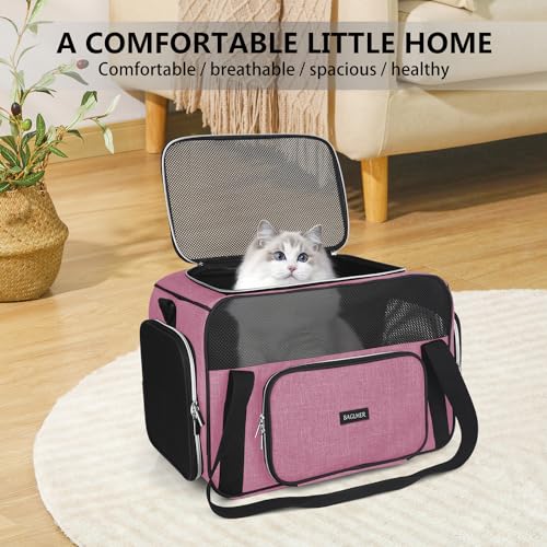 BAGLHER Pet Travel Carrier, Cat Carriers Dog Carrier for Small Medium Cats Dogs Puppies, Airline Approved Small Dog Carrier Soft Sided, Collapsible Puppy Carrier - color: Pink
