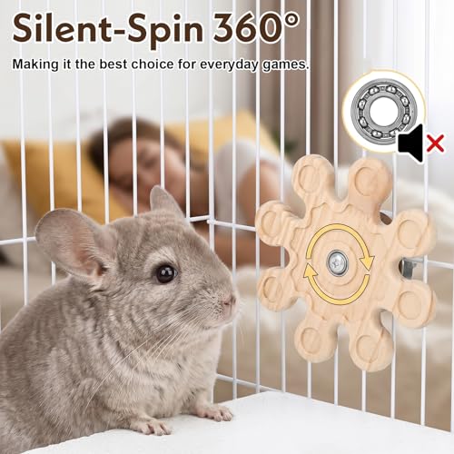 Chinchilla Toys Chinchilla Cage Accessories Wheel Rotating Chinchillas Cage Accessories for Teeth, Interactive Enrichment Toy, Hanging Exercise Chinchillas Toy for Cages for Playtime Spinner