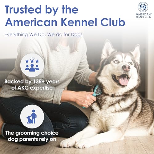 AKC Double-Sided Dog Grooming Brush, Bristle & Pin, Dogs & Cats | Soft bristles and stainless steel pins remove tangles, shedding and loose fur for all coat types. - style: 2-Sided ProBrush