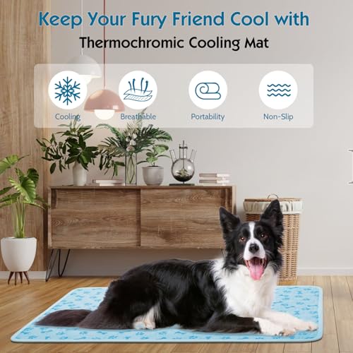 Cooling Mat for Dogs, Q-Max 0.5 Dog Cooling Pad | Lightweight Portable, Non-Toxic Washable, Ideal for Pet Bed, Crate & Car to Relieve Summer Heat - size: Large