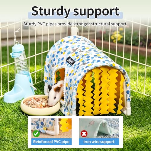 Guinea Pig Hideout No Bottom Guinea Pig Bed Easy to Clean Rabbit Hideout Bunny Beds - Small Animal Indoor Habitat for Chinchilla Ferret Hedgehog Flower-Branch Mouse (Purple) - color: Purple