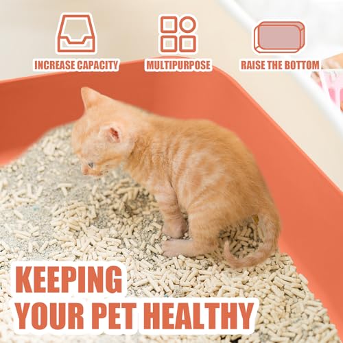 Small Litter Box, Plastic Kitten Litter Box, 13.9 x 9.8 x 3 Inch Open Litter Box for Small Pet, Easy to Clean (Orange 4PCS) - color: Orange 4PCS