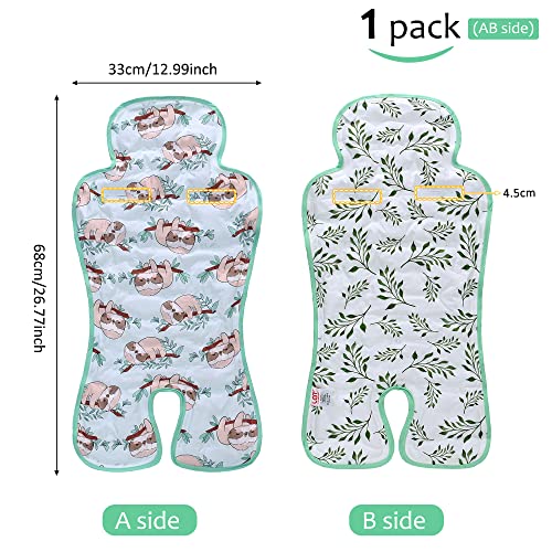 Gel Car Seat Cooler Pad,1 Pack Double Sides-Universal Baby Stroller Ice Cushion Cooler Mat,Summer Cooling Seat Liner,Multifunctional Suitable for Baby Dining Chair,Child Safety Seat(Sloth + Leaves) - color: Sloth + Leaves