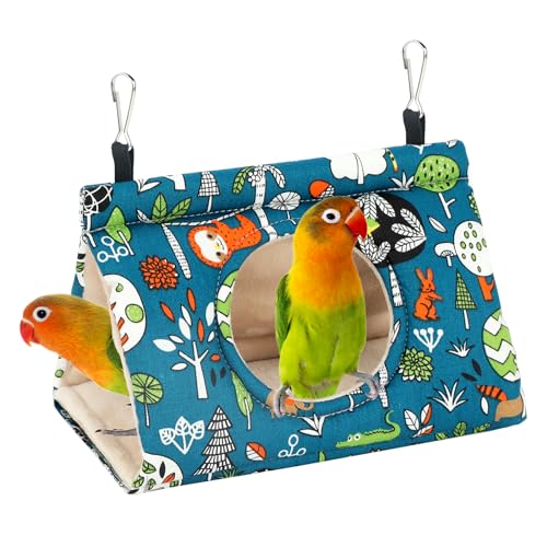 Rypet Bird Nest House, Bird Bed for Cage, Hanging Hammock Bird Hut, Blue S | Warm Cotton Bird Nest, Side Hole for Easy Entry, Dual Straps for Cage Hanging, Washable Plush Hut, Small Birds - color: Blue, size: Small (Pack of 1)