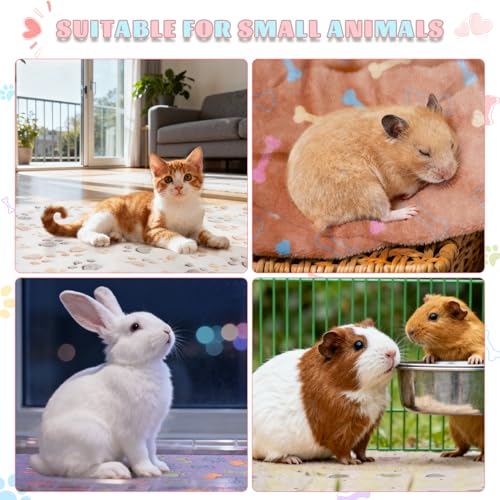 8 Pack Guinea Pigs Fleece Blankets, Soft Plush Mats for Rabbits Hamsters, Washable Small Pet Cage Bedding, Cozy Burrow & Snuggle Cover for Puppies Kittens Travel (30x20 Inch, Light Color) - color: Light Color, size: 30x20 Inch /8 Packs