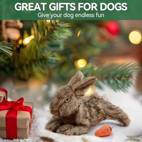 ALL FOR PAWS Squeaky Dog Toys, Dog Stuffed Animal Toys, Plush Toy for Small Medium Large Dogs, Puppy Chew Toy with Squeaker, Brown Rabbit-S | Plush Toy for Small Medium Large Dogs, Puppy Chew Toy with Squeaker, Brown Rabbit-S - size: Small (Pack of 1)