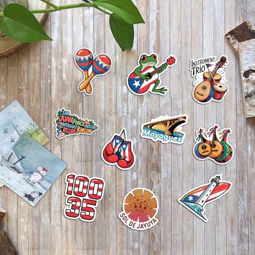 Vybonz Puerto Rico Sticker Flag Culture Decal Island Music Travel | Puerto Rico Stickers with Flag and Culture Symbols for Travel Lovers, Laptop, Water Bottle, Notebook and Souvenir Use - color: Puerto Rico, size: 3in