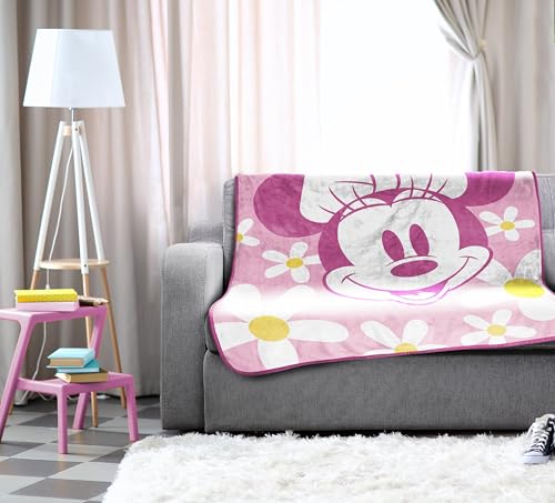 Jay Franco Kids Plush Throw Blanket – Soft & Cozy Fleece Throw for Bedroom & Couch Décor, Official Licensed Product, Pink - Minnie Mouse, 46x60 - Throw Blanket - color: Pink - Minnie Mouse, size: 46x60 - Throw Blanket