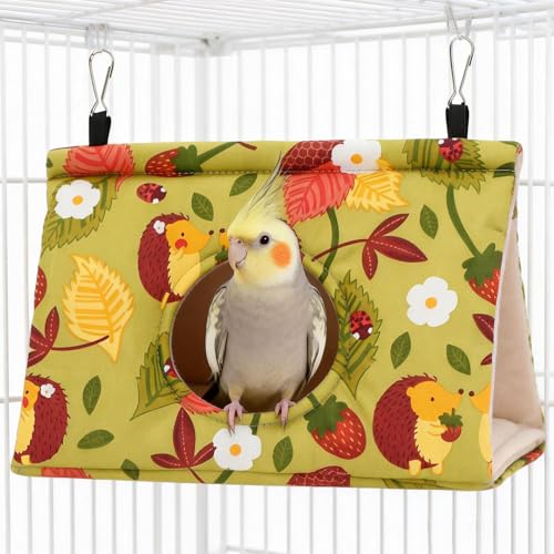 Rypet Bird Bed for Cage Warm Bird Hammock Nest Parrot Mustard Yellow,M | Warm Plush Cotton Bird Hut, Side Entry for Access, Dual Hanging Straps, Machine Washable, African Grey Amazon Parrot Fit - color: Mustard Yellow, size: Medium (Pack of 1)