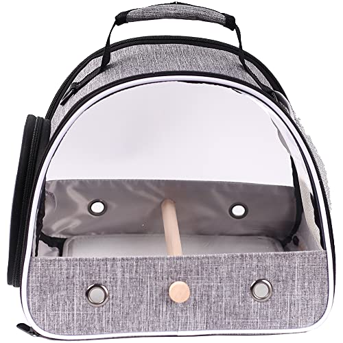 Small Bird Travel Carrier, Portable Bird Travel Cage for Parakeet, Parrot, Budgie, Guinea Pig, Bearded Dragon Reptile Carrier for Hiking Vet Visit Bicycle Ride (Grey) - color: Grey