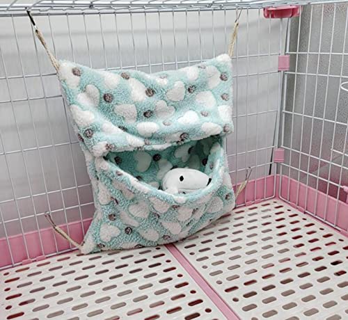 ISMARTEN Small Animal Hanging Hammock, Pet Hanging Nap Sack Sleep Bag Bed, Cage Hammock Beds for Ferret Guinea-Pig Sugar Glider Hamster Rat Mice Chinchilla Flying Gerbil and Squirrel (Green) - color: Green