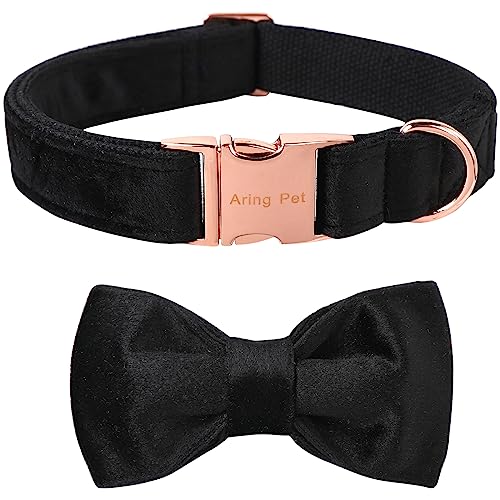 ARING PET Bowtie Dog Collar,Velvet Dog Collars with Removable Bowtie, Adjustable Bowtie Collar for Girl and Boy Dogs. - color: B-Black, size: X-Small (Pack of 1)