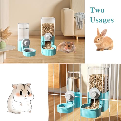 Hanging Cage Automatic Pet Food Water Dispenser, 41oz Hanging Automatic Food Dispenser, 18oz Pet Water Bottle for Cage Crate, Suitable for Kitten Rabbit Chinchilla Hedgehog Ferret (Blue, 41Oz) - color: Blue
