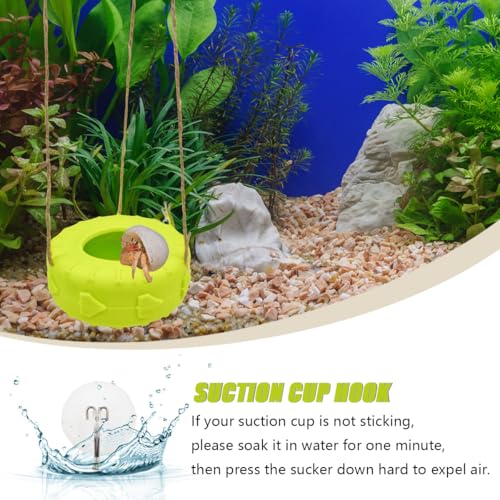 Colours Hermit Crab Tire Swing,Suction Cup Hook Climbing Toy,Hermit Crab Terrarium Accessories - A Must-Have for Any Reptile Amphibian Small Aquatic Animals Lover(Yellow) - color: Yellow