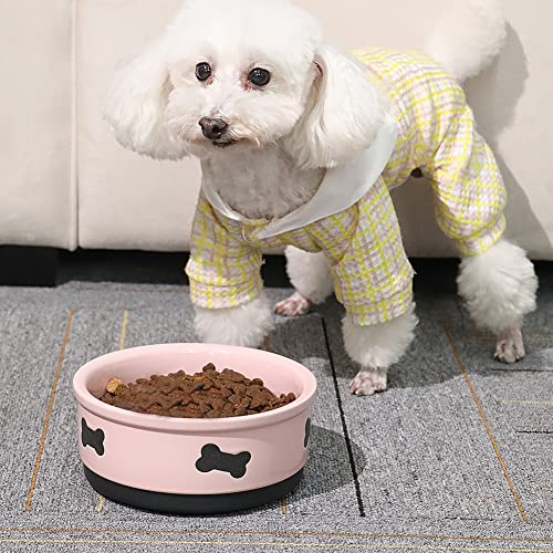 Sweejar Ceramic Dog Bowls with Bone Pattern, Dog Food Dish for Small Dogs, Porcelain Pet Bowl for Water 16 Fl Oz (Purple) - color: Purple, style: Bone Pattern,5.5"x 2.2"(16 Fl Oz)