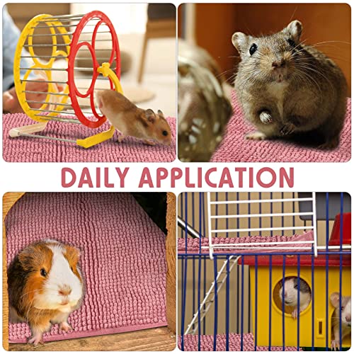 4 Pcs Guinea Pig Cage Liner 12 x 12 Inch Washable Chenille Pee Pads Pet Dog Cat Bedding Training Mat Reusable for Small Animals Puppy Bunny Hamster Chinchilla - color: Pink, size: 12 x 12 Inch, style: Low Pile Chenille