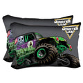 Sunny Side Up Monster Jam Grave Digger 2 Pack Reversible Pillowcases - Double Sided Pillow Covers, Kids Super Soft Trucks Bedding - color: Black - Monster Jam