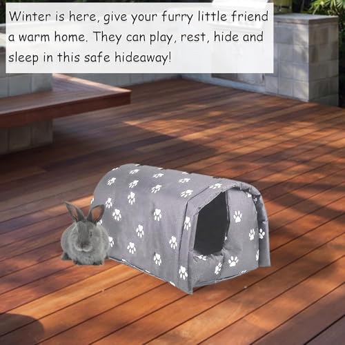 Hamiledyi Bunny Cave Bed Small Animal Warm Nest Habitats Guinea Pig Hideouts Stray Cats Shelter Cage Accessories for Hamster Cats Rat Mice Chinchilla Flying Squirrel (Grey)