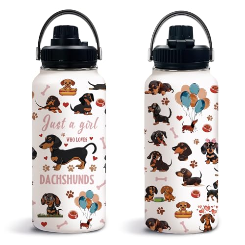 Dachshund 32oz Water Bottle, with Handle Lid Bottle, Insulated Cup | 32oz Stainless Steel Sport Tumbler, Leak-proof Coffee Mug, Thanksgiving Christmas Birthday Gift for Dachshund Lovers - color: Dachshund