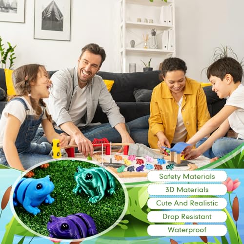 Honoson 12 Pcs 3D Printed Animals 5-7cm, Cute Frog | Articulated Fidget Animals, Flexible 3D Printed Figures for Stress Relief, Cute Mini Joints for Party Favors and Display - size: 5-7cm, style: Cute Frog