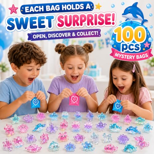 100PCS Ocean Mystery Blind Bags Mini Resin Animals, Cute Sea Creature Blind Box Surprise Toys, Tiny Figures for Kids Ocean Animal Collectibles for Party Favors DIY Crafts Phone Decor Classroom Prize - color: 100pcs Ocean