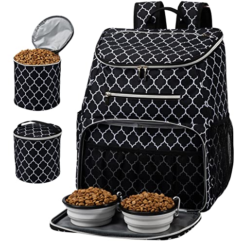 BAGLHER Dog Travel Bag Backpack, Airline Approved Pet Supplies Backpack, Dog Travel Bag with 2 Silicone Collapsible Bowls and 2 Food Baskets DLBlack - color: DLBlack