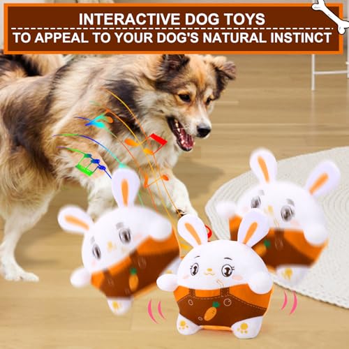 BABORUI Interactive Dog Toys Bunny, Jumping Squeaky Easter Dog Toys with Recording and Music Modes, Rechargeable Moving Dog Easter Rabbit Toys for Small/Medium/Large Dogs to Keep Them Busy(Bunny) - color: Bunny