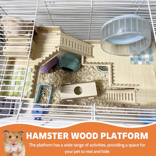 Hamster Wooden Platform,Chinchilla Cage Accessories,Hamster Ladder,Wooden Platform Jumping Board Climbing Ladder for Small Animal & Chinchilla, Guinea Pig, Hamster, Rat Cage
