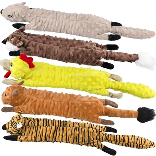 SHARLOVY Dog Squeaky Toys 5 Pack, Bubble Plush Puppy Teething Pet Toys, Crinkle No Stuffing Animals Dog Toy, Doggies Chew for Large Small Medium Breeds - color: Bubble Plush-5 Pack, size: Large