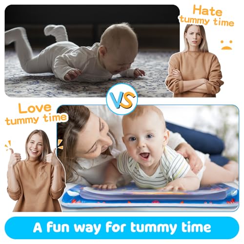 Yeeeasy Tummy Time Water Mat丨Inflatable Tummy Time Water Play Mat for Babies, Infants and Toddlers 3 to 24 Months Promote Development Toys Baby Toys essentials and Gifts - color: Blue