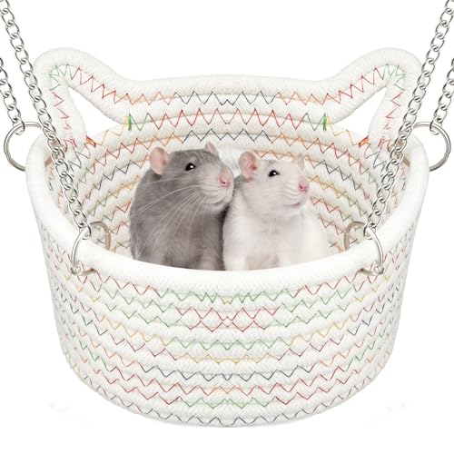 JWShang Rat Hanging Basket Bed for Cage - Chew Proof Small Animal Hammock with Sturdy Chains, Durable Rat Sleeping Nest for Mice Guinea Pig Chinchilla Sugar Glider Ferret (L) - size: X-Large