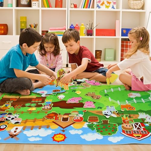 Dr.Rapeti 43x28 inch Felt Story Board Set, 41Pcs Animals Flannel Board | Education Toy, Felt Animals, Animals Felt Board Set, Preschool Learning Interactive Storytelling Teaching Play Activity Kits