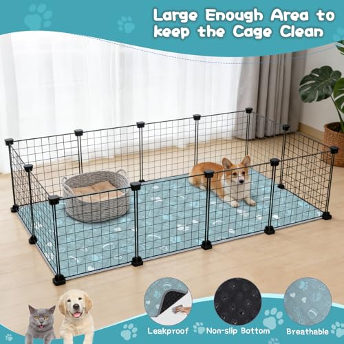 3 Packs Washable Guinea Pig Cage Liners with with Paw Print, Waterproof Guinea Pig Pee Pads Reusable Absorbent Bedding Anti Slip Mats for Small Animals Bunny Rabbit Hamster (Blue, 47 x 24in) - size: 47 x 24in / 3 Packs