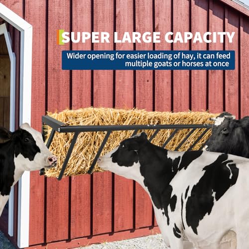 Garvee Hay Feeder for Horses, 63'' Long Hay Rack | with 67 Gallon Large Capacity, Heavy Duty Carbon Steel Wall Mounted Feeder Rack for Horses, Goats, Sheep in Stable and Farm - size: 63 inch