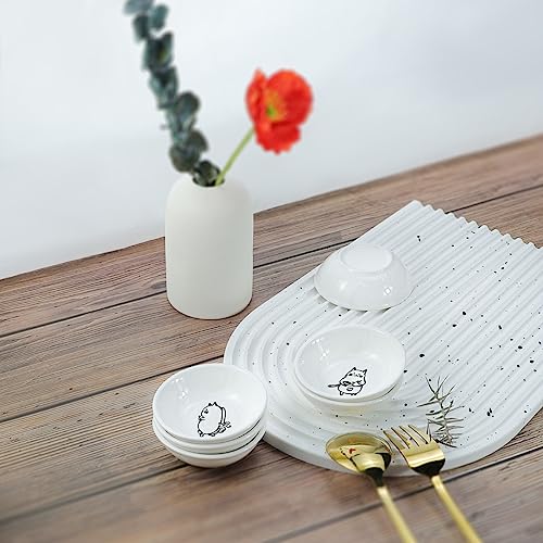 Super Cute Chef Cat Ceramic Sauce Dish/Seasoning Dish/Sushi Soy Dipping Bowl/Appetizer Plates/Serving Dish for Kitchen Home(Set of 6) - color: Chef-Cat