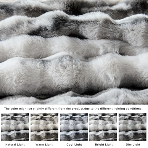 WDCOZY Marble Pattern Bubble Throw Blanket, Luxury Faux Rabbit Fur Mink Plush Throw for Couch, Sofa and Bed, Soft Fluffy Fuzzy Cozy Blanket for Women, Thick and Warm, 50x60 inches, 950 GSM - color: Marble, size: Throw (50" x 60")