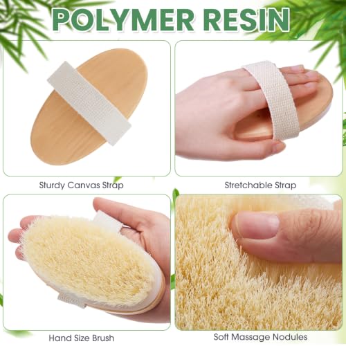 Gejoy 10 Pcs Dry Brushing Body Brush for Lymphatic Drainage Exfoliating Brush with Massage Nodule Dry Skin Body Scrubber Cellulite Shower Circulation Dead Exfoliator (Exfoliating Version,Wood Color) - color: Exfoliating Version