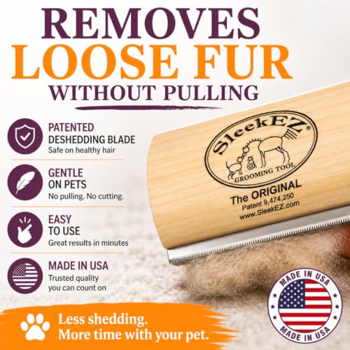 SleekEZ Dog Brush for Shedding | Patented Deshedding Dog Brush | Pet Hair Remover for Short, Medium & Long Coats | Made in USA | 5 Inch - style: Dog Brush