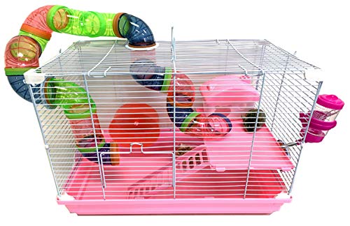 Pink Large Multi-Floors Hamster Mansion Mouse Habitat Gerbil Home Rat House Small Animal Critter Cage - color: Pink, size: 2-Floors
