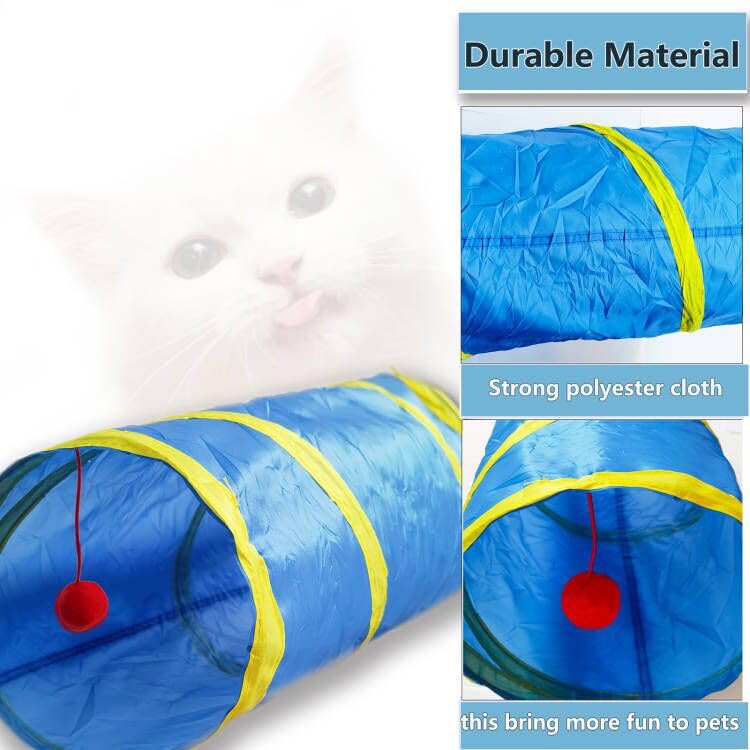 Cat Tunnel Tube Toys，Tunnels for Indoor Cats, 2 Way Collapsible Interactive Toy with Balls for Rabbits, Kittens, Ferrets, Puppy | Interactive Pet Crinkle Pop Up Tunnel with Balls Peek Hole Hideaway for Rabbits, Kittens, Ferrets, Puppy Playing & Exploring