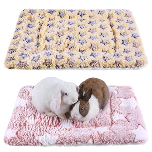 2 Pack Bunny Bed, 11.8 x 7.9 Inch Rabbit Bed Soft Warm Small Animal Beds Mat Cozy Washable Blanket Plush Rabbit Sleep Beds for Rabbits, Guinea Pig, Hamster, Chinchilla, Hedgehog
