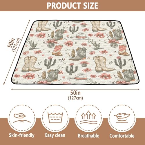 Baby Play Mat Cowboy Boot Hats Western 50 x 50 Playpen Mats for Floor Play Gym Crawling Mat Non-Slip Cushioned Baby Playmat for Infants, Babies, Toddlers - color: Multi 19