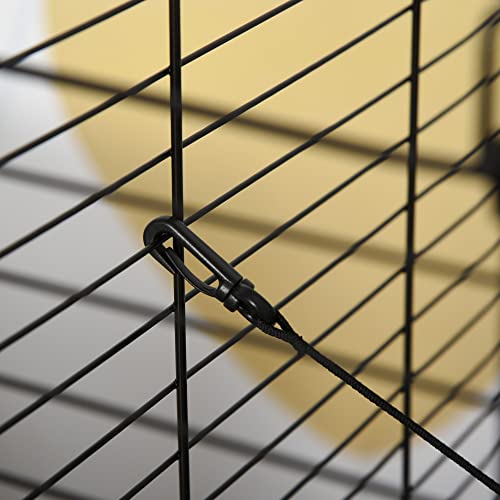 PawHut 42" Ferret Cage, Small Animal Habitat Metal Pet Cage with Wheels Brakes, Hammocks, Hanging Tunnels, and 3 Doors, Black | Metal Pet Cage, Hammocks, Hanging Tunnels