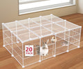 VISCOO 20 Panels Small Animal Playpen, Pet Playpen, Guinea Pigs Cages | C&C Cage, Rabbit/Bunny Cage, Puppy Play Pen, Indoor Outdoor Portable Metal Wire Yard Fence(White) - color: White, style: 20 Panels- 48"L x 24"W x 16"H