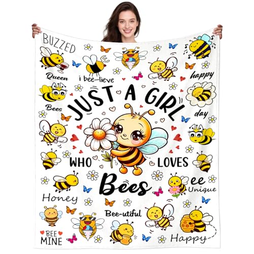 Bee Gifts Blanket for Women Girls Cute Bees Blanket Throw Stuff Plush Cozy Bedding Merch Items Bee Themed Gifts for Kids Girls Teen Adults Bees Lovers Birthday Party Decorations Room Decor 50"X40" - color: Bee, size: 50"x40"